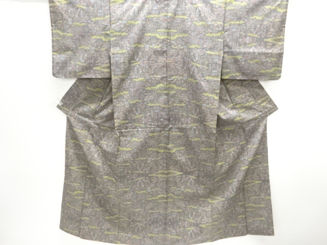 JAPANESE KIMONO / DORO OSHIMA TSUMUGI / WOVEN FLORAL PLANTS / 5MARUKI